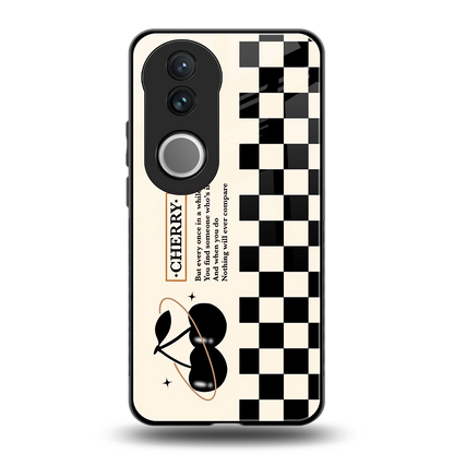Cherry Checkered back phone cover | glass case for vivo v50