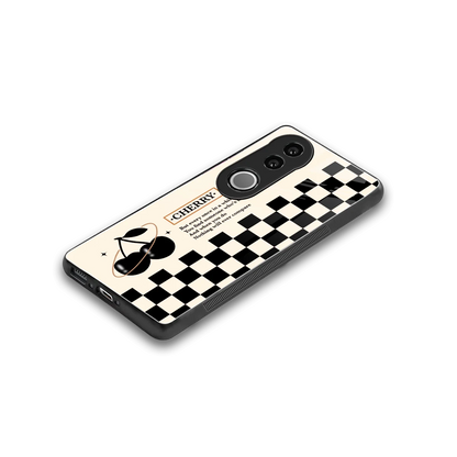 Cherry Checkered stylish phone case for vivo v50 | glossy glass and slim fit