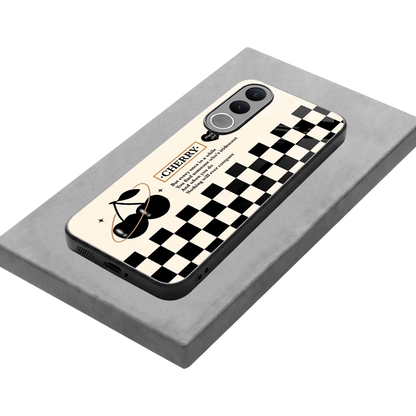 Cherry Checkered stylish phone case for vivo v70 fe | glossy glass and slim fit