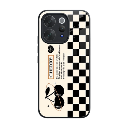 Cherry Checkered back phone cover | glass case for vivo v70