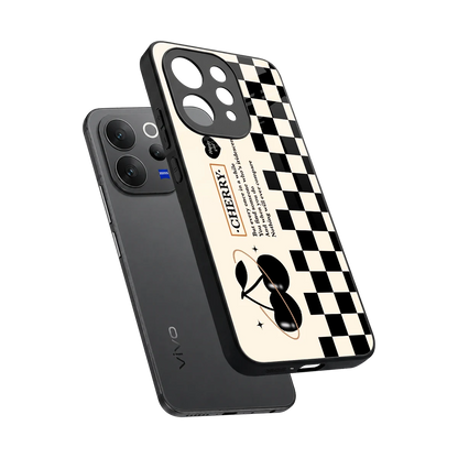 Cherry Checkered sleek vivo v70 elite cover with tempered glass back and TPU edges