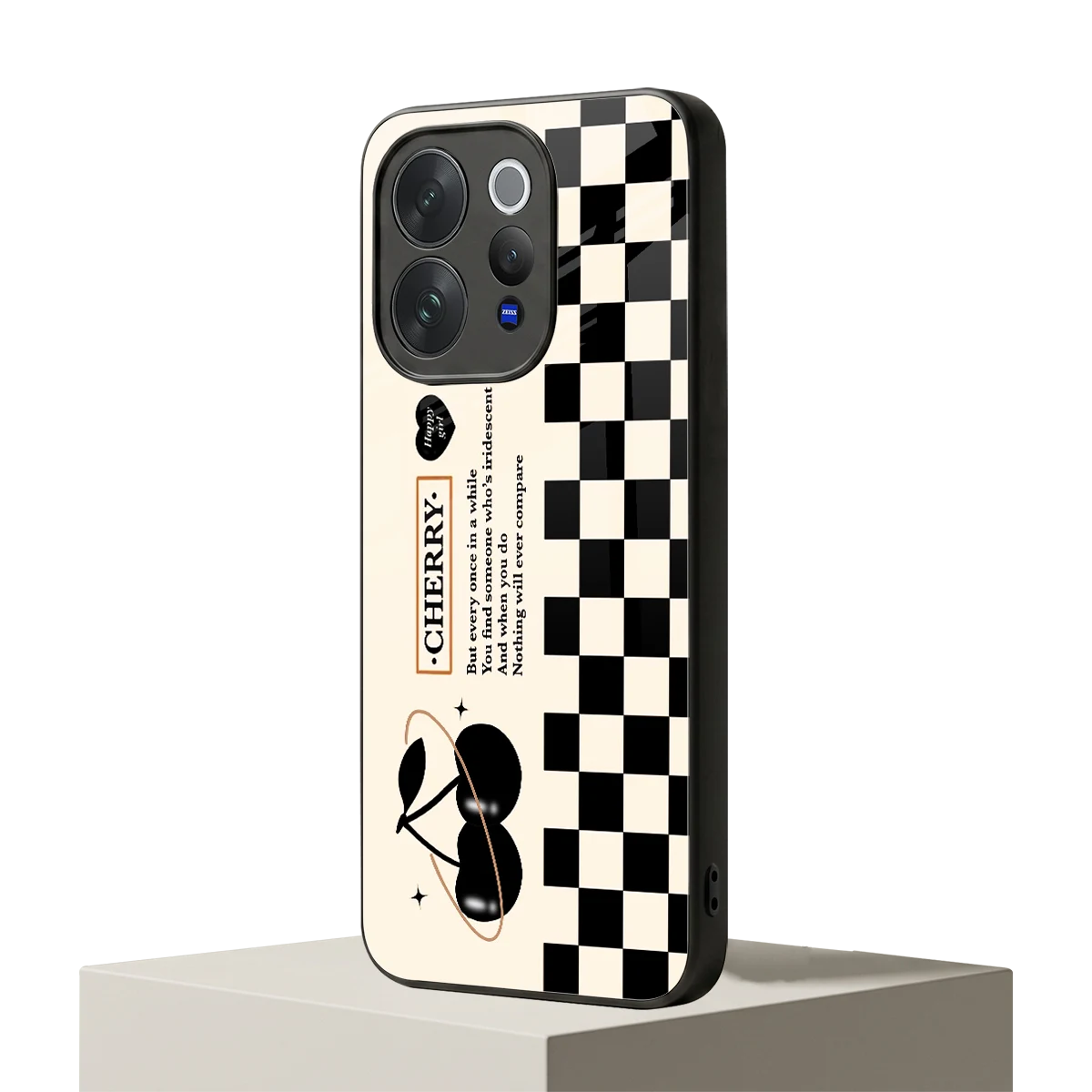 Cherry Checkered vivo v70 mobile cover | shockproof glass phone case