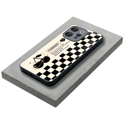 Cherry Checkered stylish phone case for vivo v70 | glossy glass and slim fit