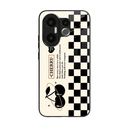 Cherry Checkered back phone cover | glass case for vivo x200 fe