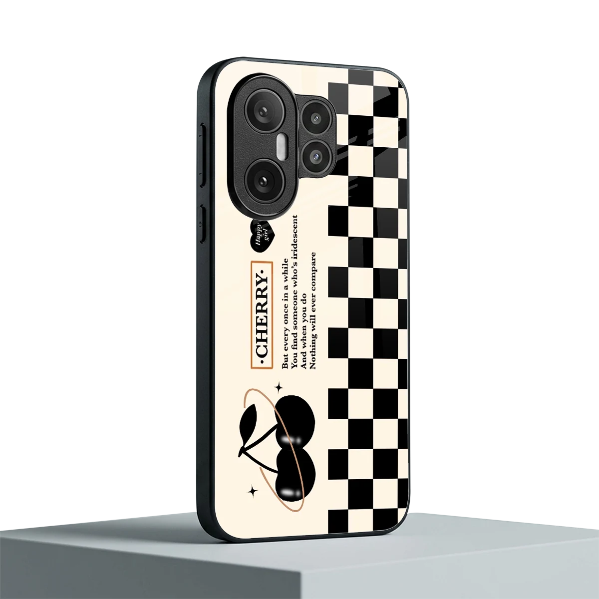 Cherry Checkered vivo x200 fe mobile cover | shockproof glass phone case