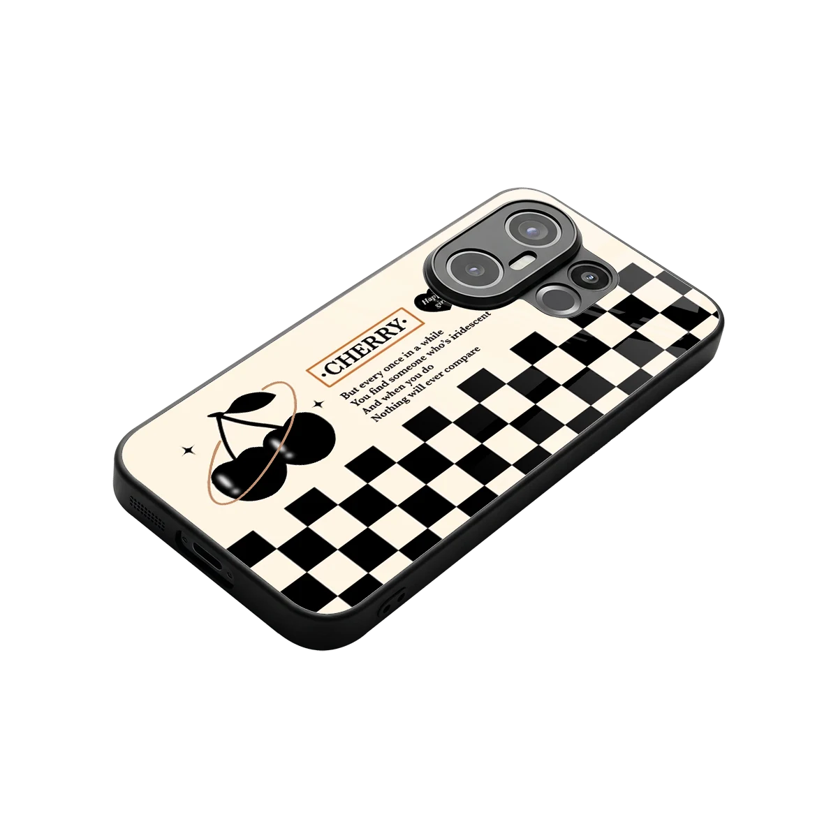 Cherry Checkered stylish phone case for vivo x200 fe | glossy glass and slim fit