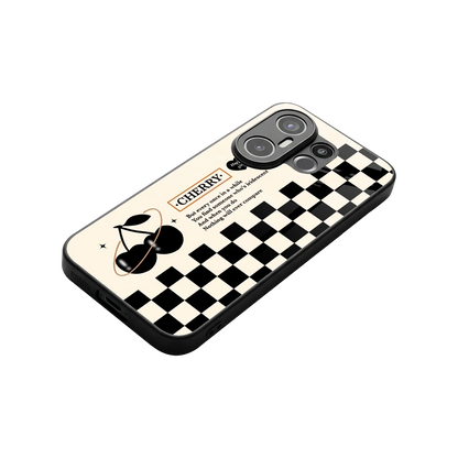 Cherry Checkered stylish phone case for vivo x200 fe | glossy glass and slim fit
