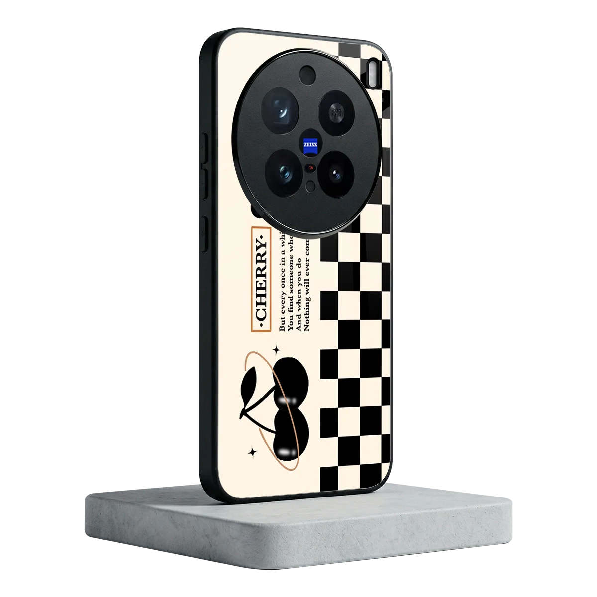 Cherry Checkered vivo x200 pro mobile cover | shockproof glass phone case