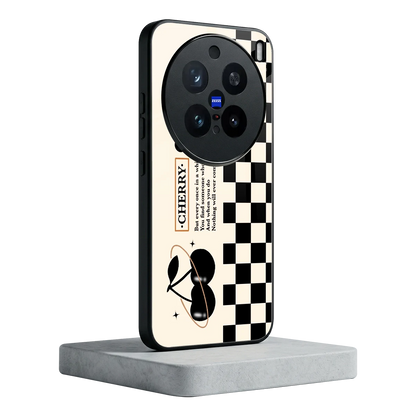 Cherry Checkered vivo x200 pro mobile cover | shockproof glass phone case