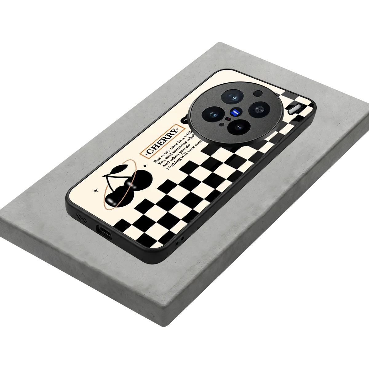 Cherry Checkered stylish phone case for vivo x200 pro | glossy glass and slim fit