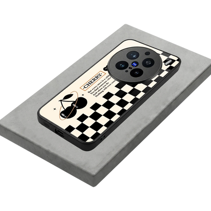 Cherry Checkered stylish phone case for vivo x200 pro | glossy glass and slim fit