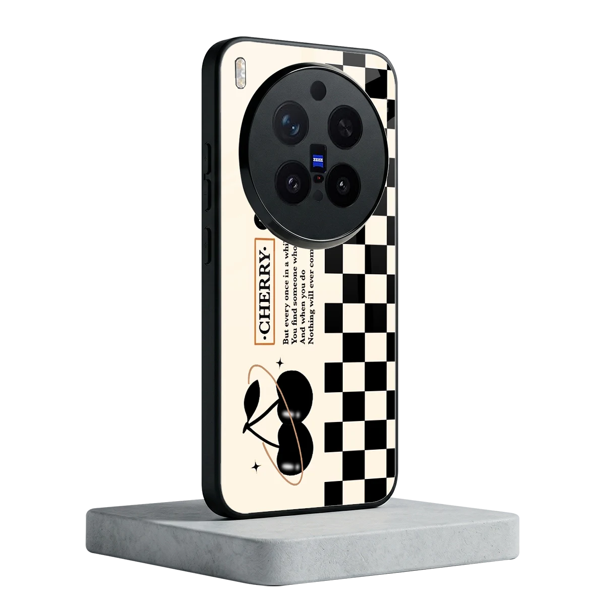 Cherry Checkered vivo x300 pro mobile cover | shockproof glass phone case