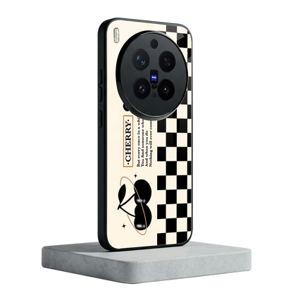 Cherry Checkered vivo x300 pro mobile cover | shockproof glass phone case
