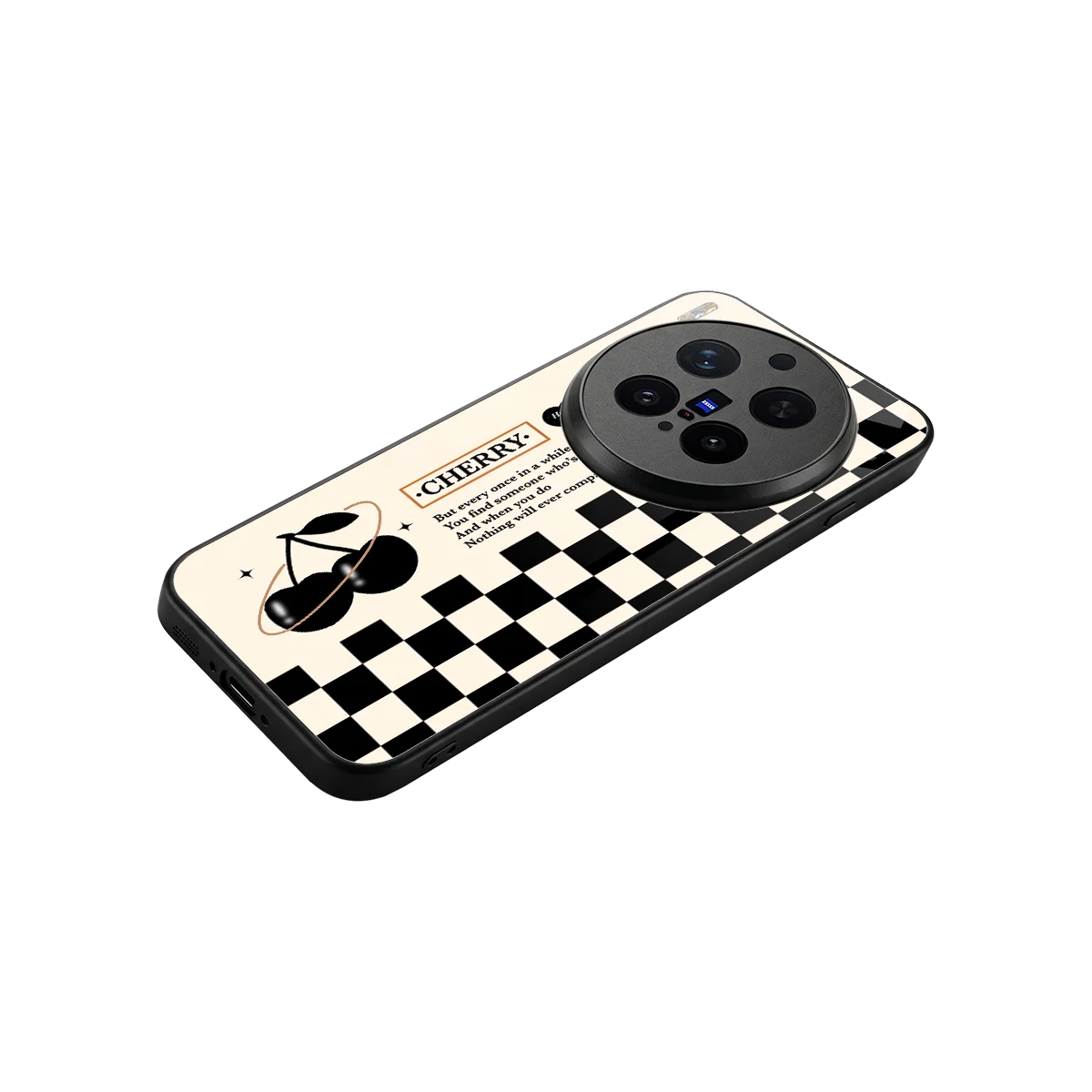 Cherry Checkered stylish phone case for vivo x300 pro | glossy glass and slim fit