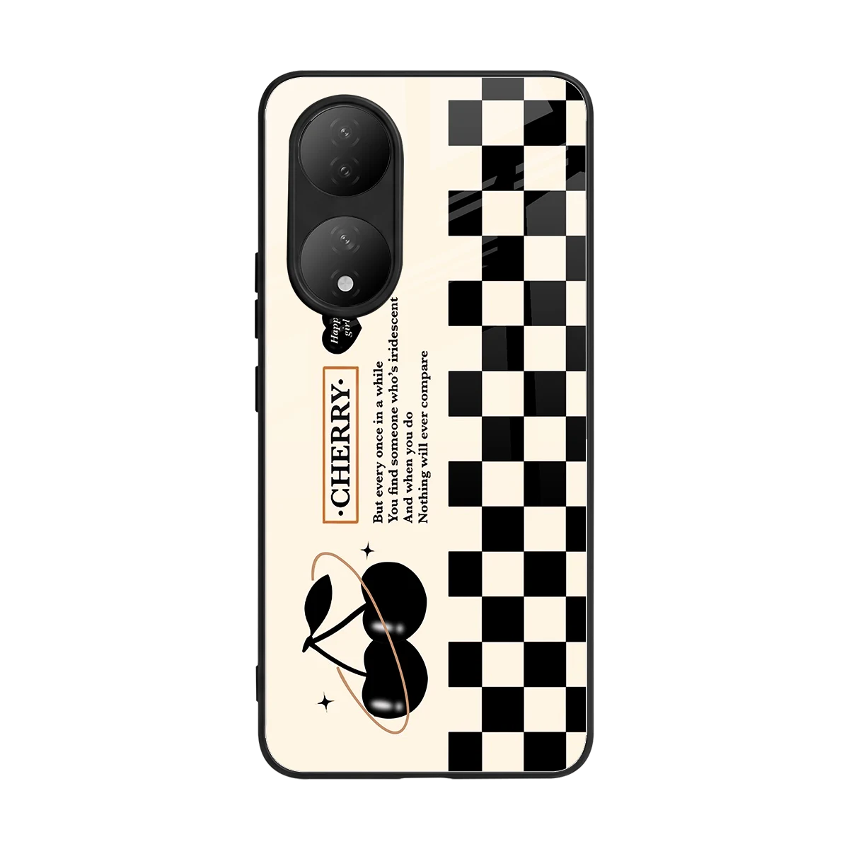 Cherry Checkered back phone cover | glass case for Vivo-y100