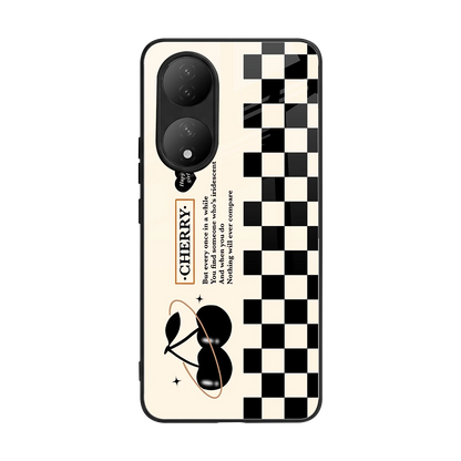 Cherry Checkered back phone cover | glass case for Vivo-y100