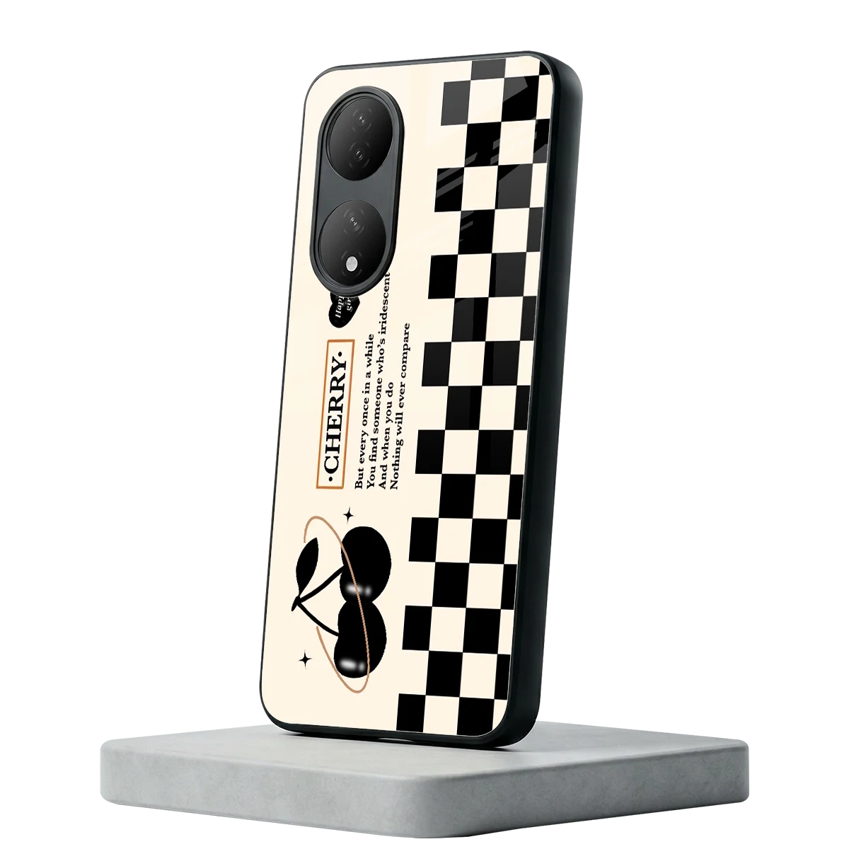 Cherry Checkered Vivo-y100 mobile cover | shockproof glass phone case
