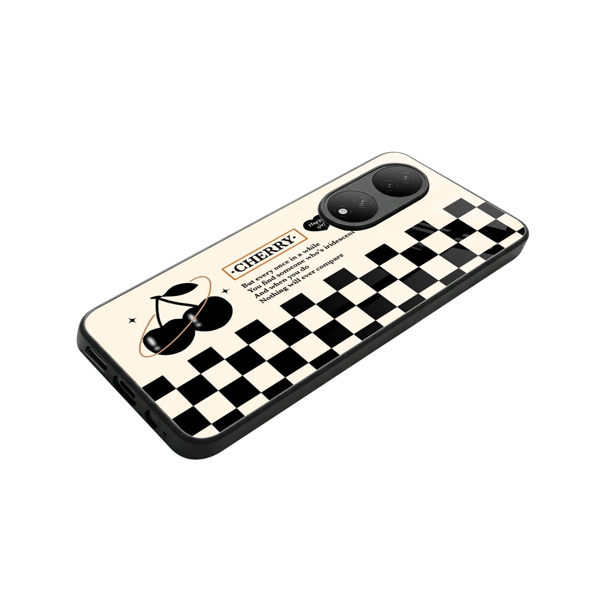Cherry Checkered stylish phone case for Vivo-y100 | glossy glass and slim fit