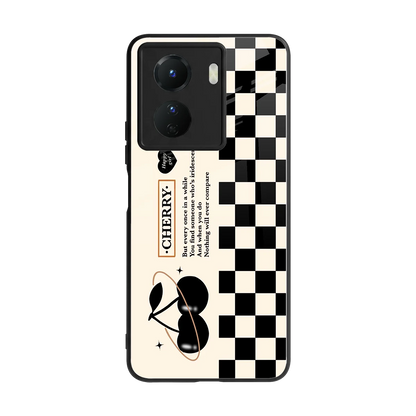Cherry Checkered back phone cover | glass case for vivo y16