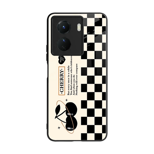 Cherry Checkered back phone cover | glass case for vivo y16