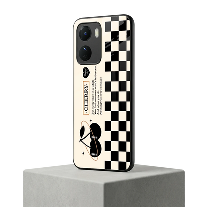 Cherry Checkered vivo y16 mobile cover | shockproof glass phone case