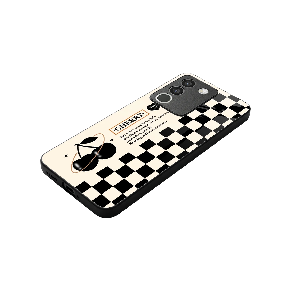 Cherry Checkered stylish phone case for vivo y200 5g | glossy glass and slim fit