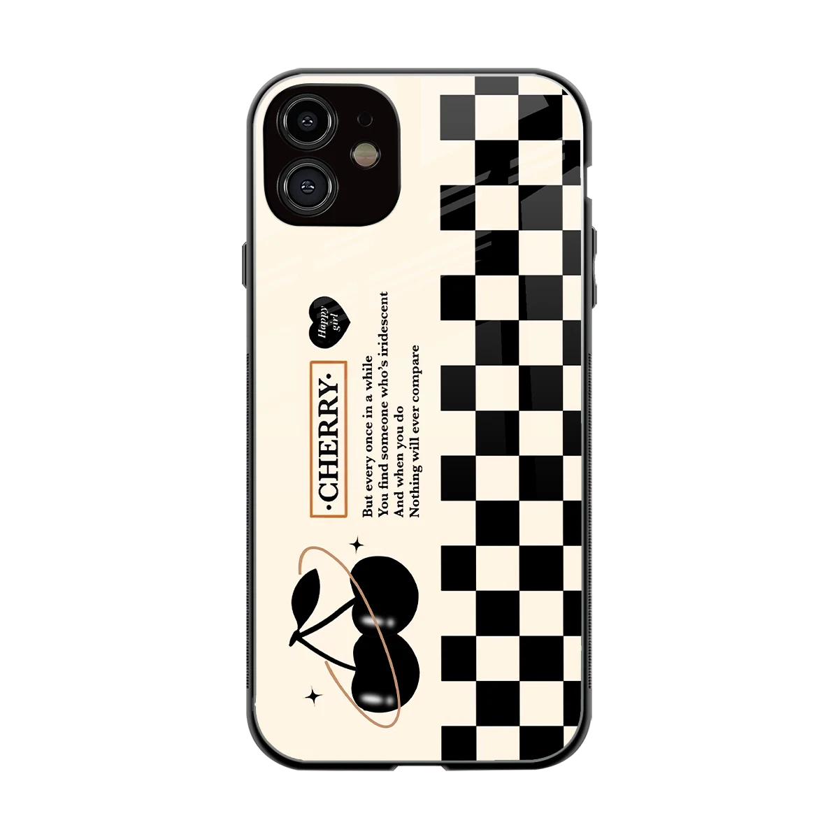 Cherry Checkered back phone cover | glass case for iphone 12