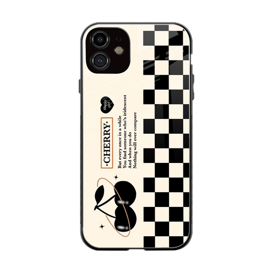 Cherry Checkered back phone cover | glass case for iphone 12