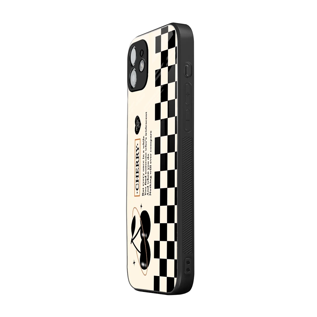 Cherry Checkered iphone 12 mobile cover | shockproof glass phone case