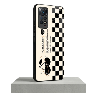 Cherry Checkered redmi note 11 pro mobile cover | shockproof glass phone case