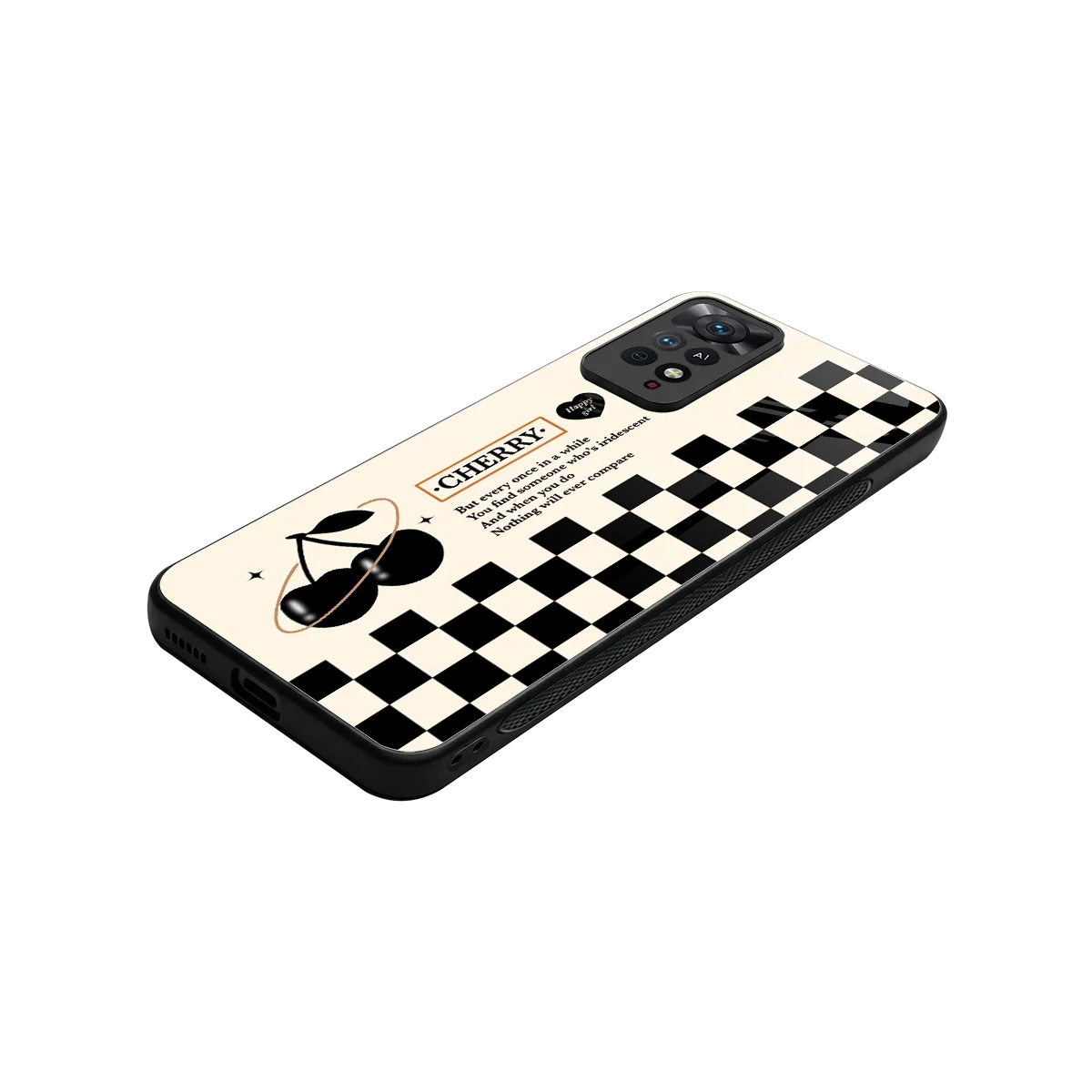 Cherry Checkered stylish phone case for redmi note 11 pro | glossy glass and slim fit