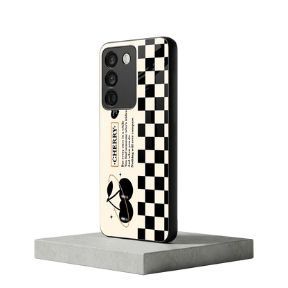 Cherry Checkered vivo y200 5g mobile cover | shockproof glass phone case
