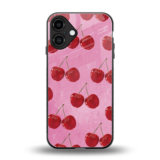 Cherrylicious back phone cover | glass case for iphone 16 plus