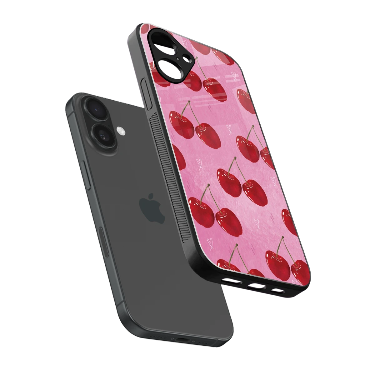 Cherrylicious sleek iPhone 16 cover with tempered glass back and TPU edges