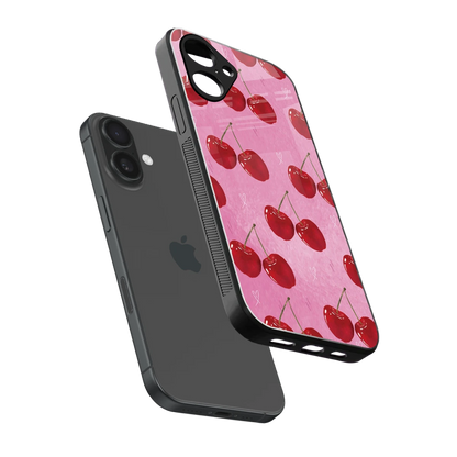 Cherrylicious sleek iPhone 16 cover with tempered glass back and TPU edges