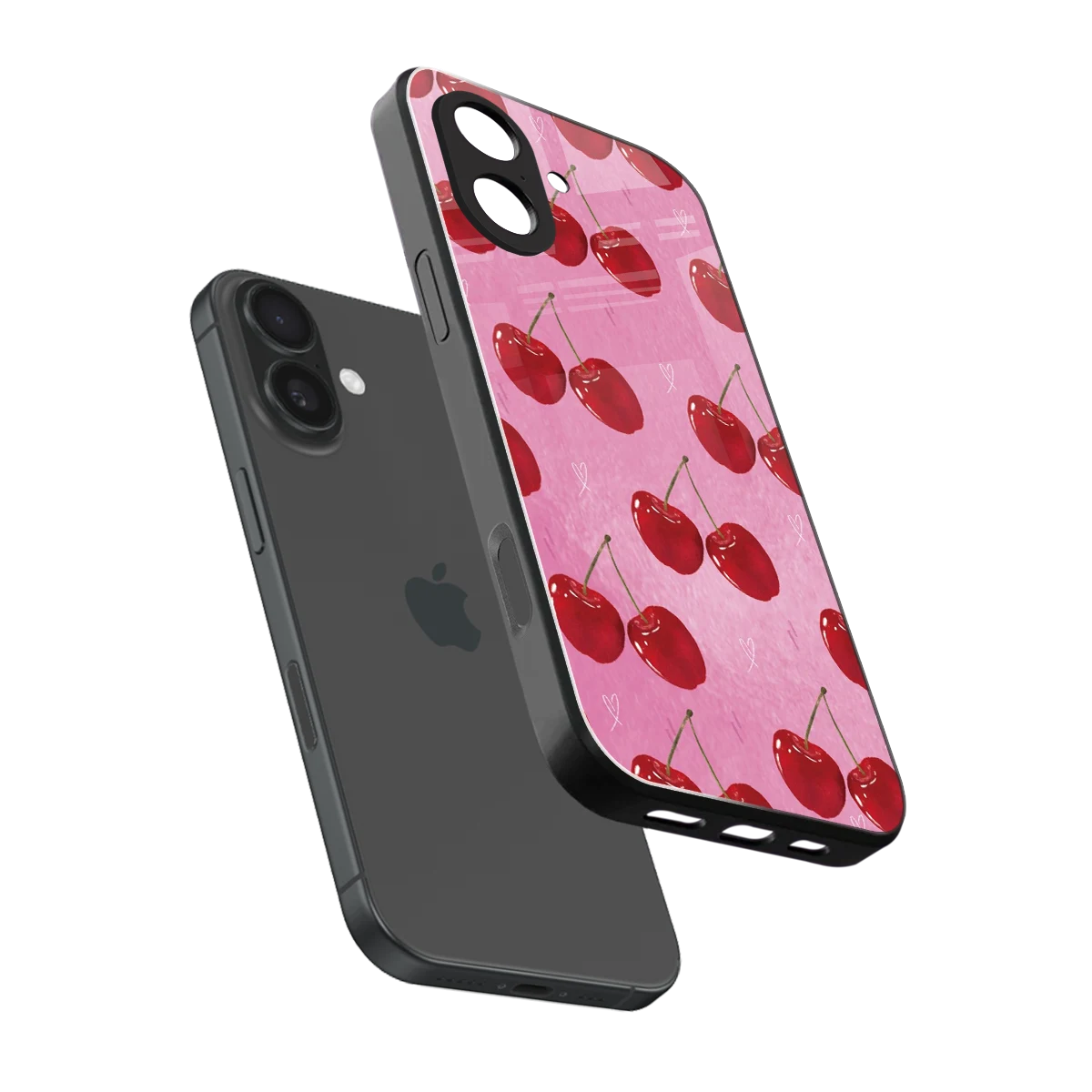 Cherrylicious sleek iphone 17 cover with tempered glass back and TPU edges