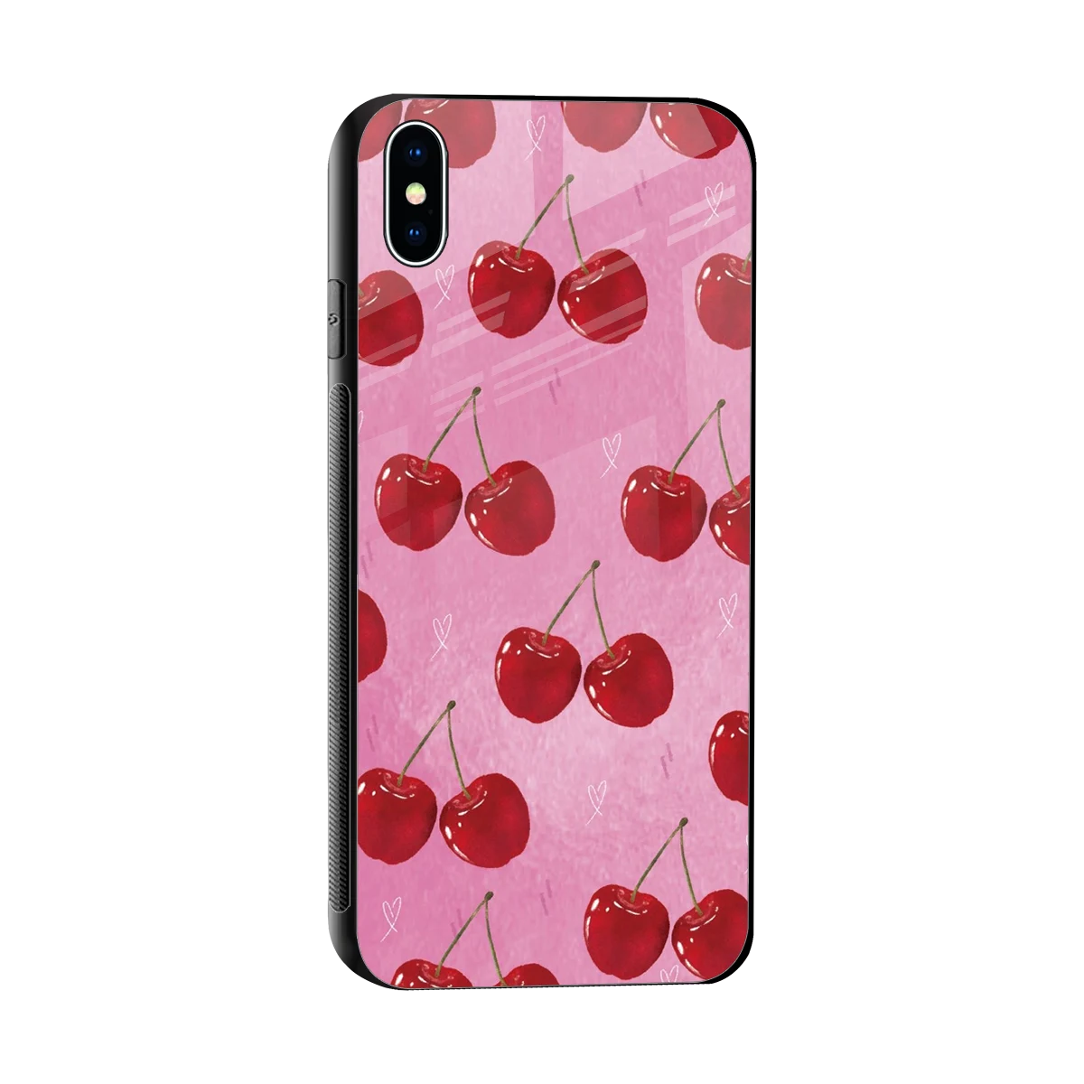 Cherrylicious sleek iphone xs max cover with tempered glass back and TPU edges