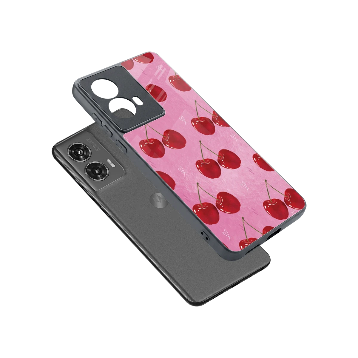 Cherrylicious sleek motorola edge 50 fusion cover with tempered glass back and TPU edges