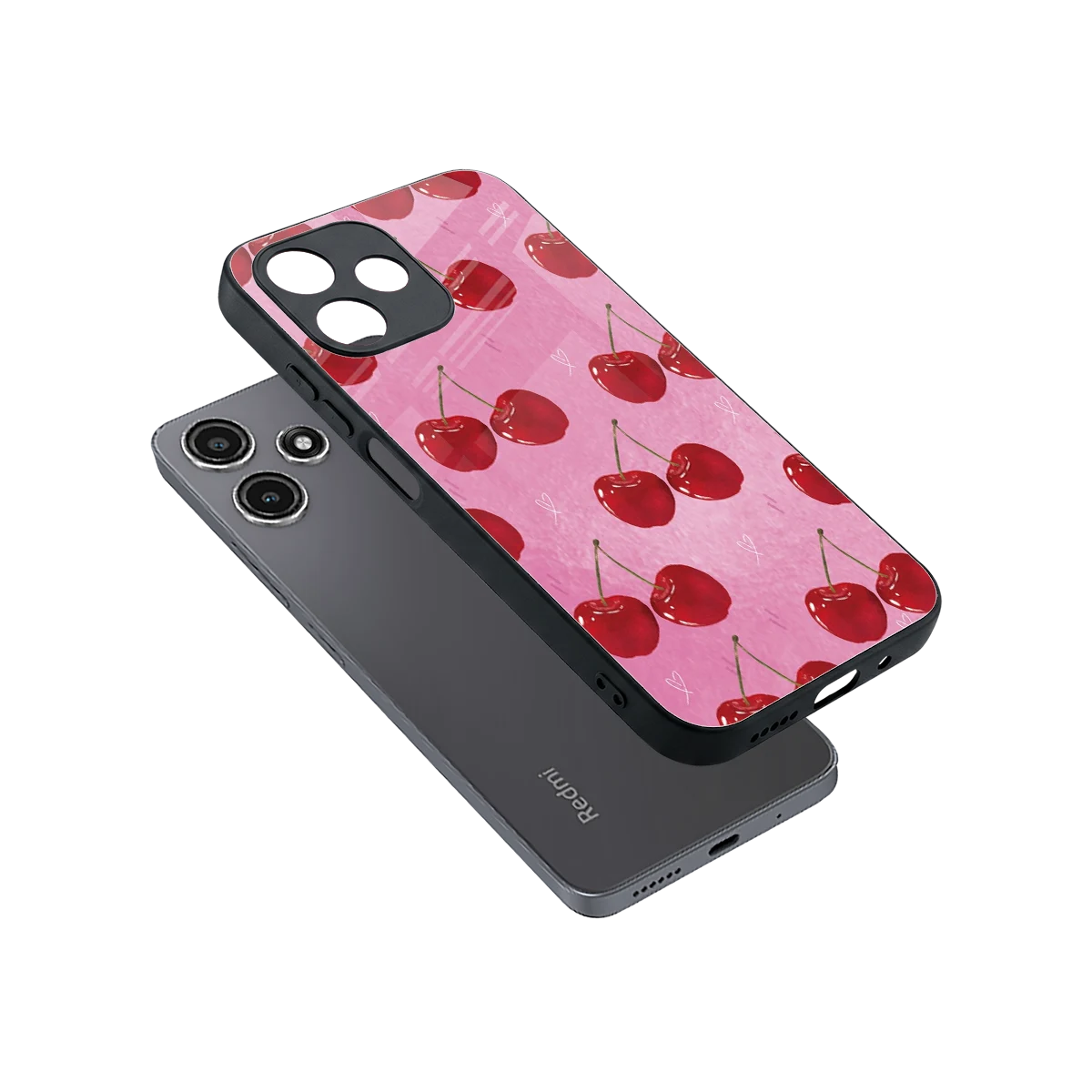 Cherrylicious sleek redmi 12 5g cover with tempered glass back and TPU edges