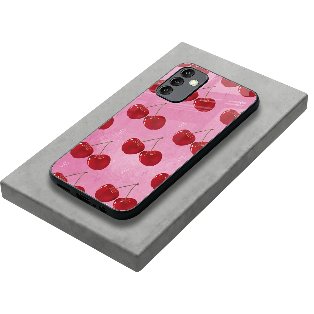 Cherrylicious stylish phone case for samsung galaxy m14 5g | glossy glass and slim fit