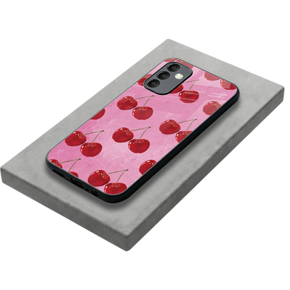 Cherrylicious stylish phone case for samsung galaxy m14 5g | glossy glass and slim fit