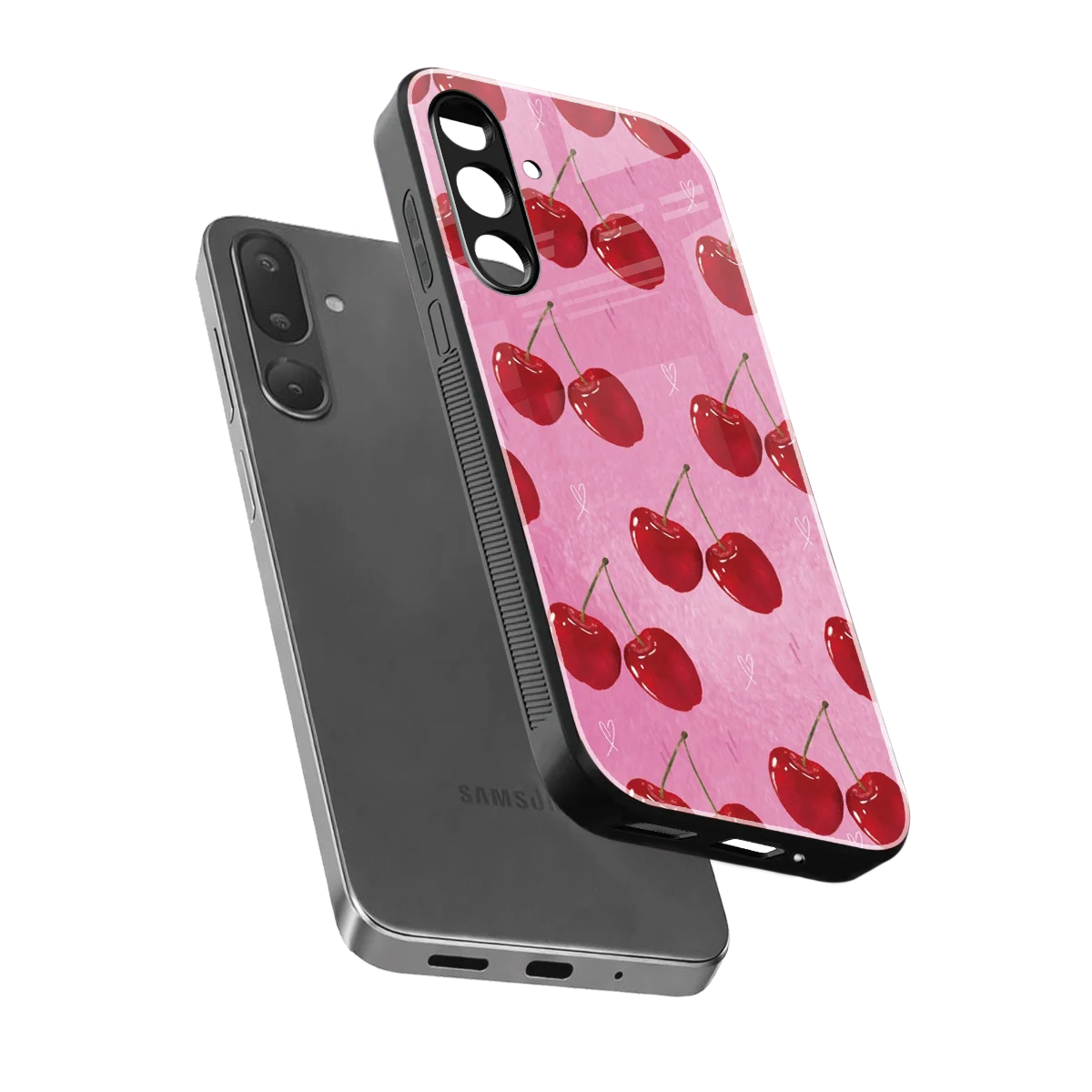 Cherrylicious sleek samsung galaxy m56 5g cover with tempered glass back and TPU edges