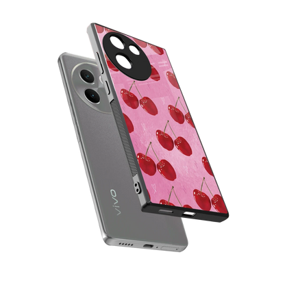 Cherrylicious sleek vivo v30e cover with tempered glass back and TPU edges