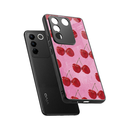 Cherrylicious sleek vivo v27 5g cover with tempered glass back and TPU edges