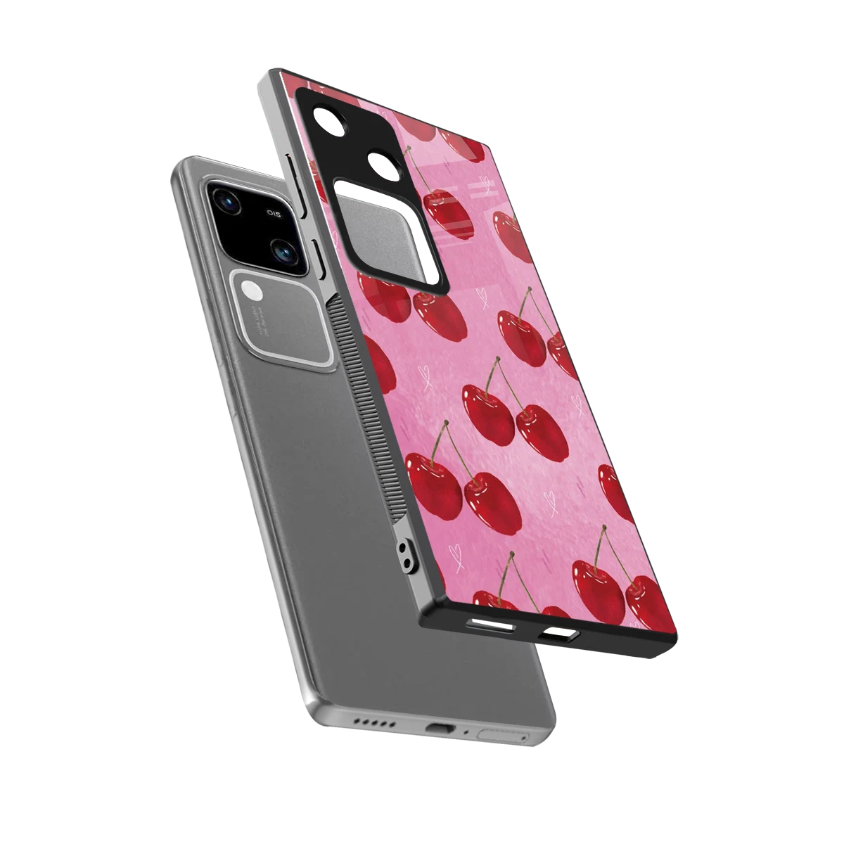 Cherrylicious sleek vivo v30 cover with tempered glass back and TPU edges