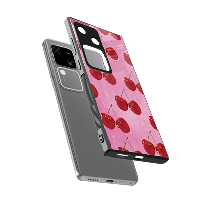 Cherrylicious sleek vivo v30 cover with tempered glass back and TPU edges