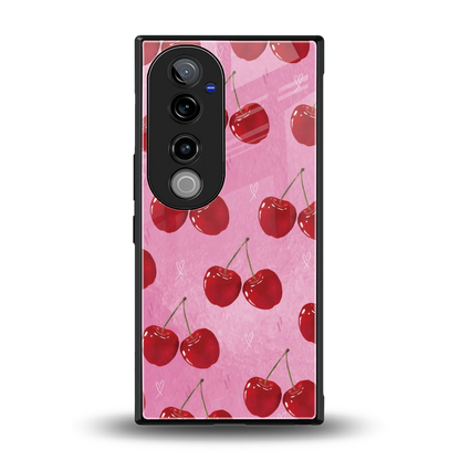 Cherrylicious back phone cover | glass case for vivo v40 pro