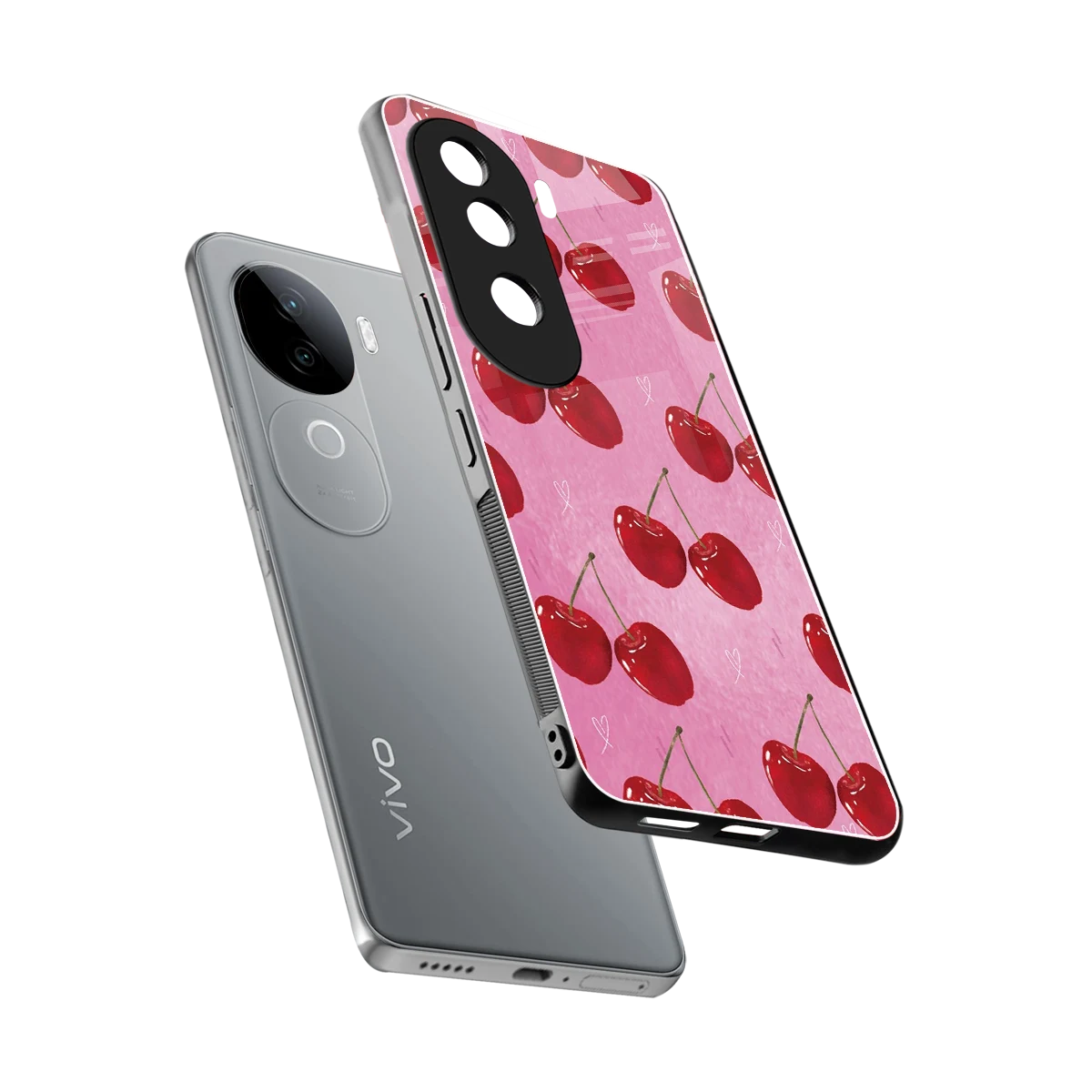Cherrylicious sleek vivo v40e cover with tempered glass back and TPU edges