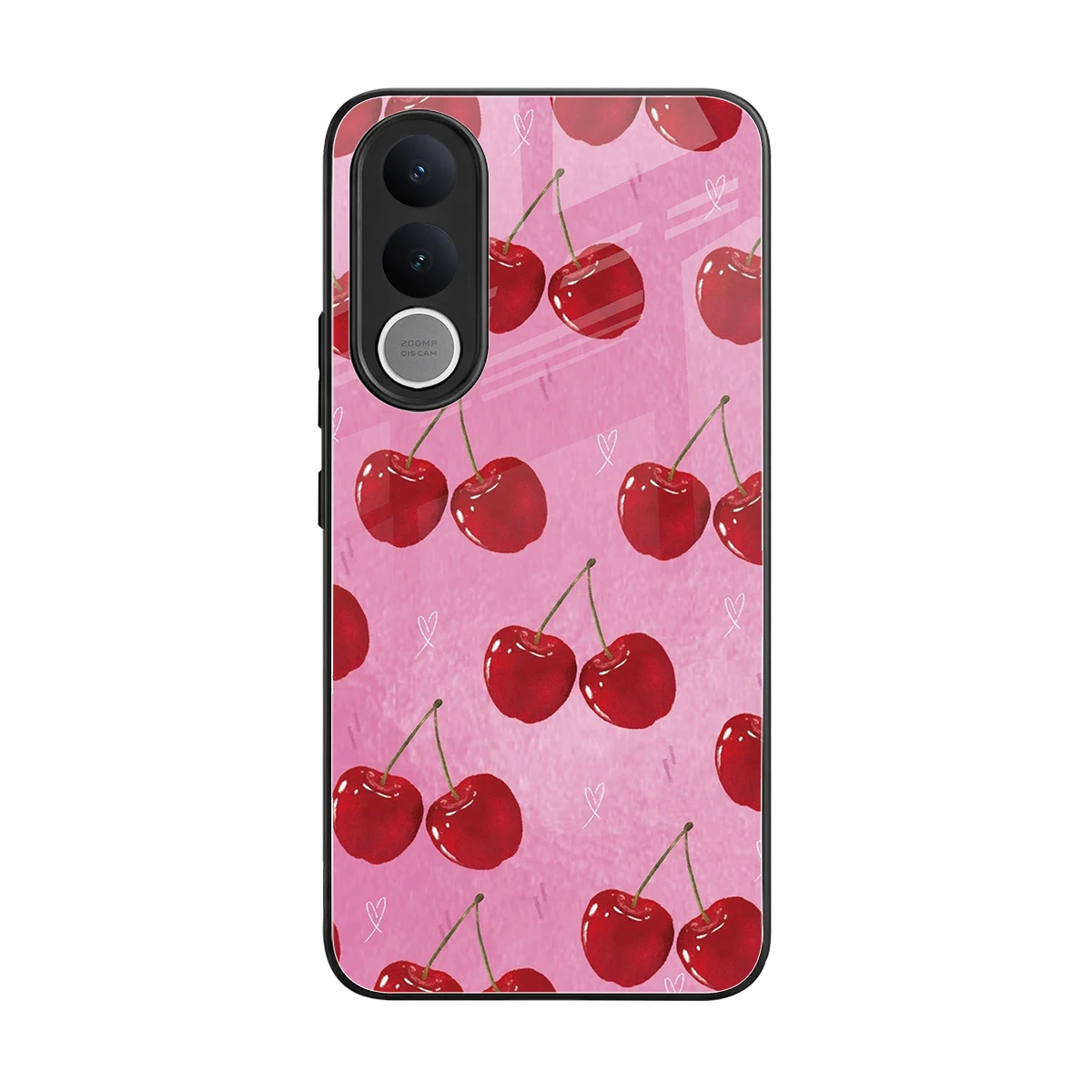 Cherrylicious back phone cover | glass case for vivo v70 fe