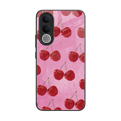 Cherrylicious back phone cover | glass case for vivo v70 fe